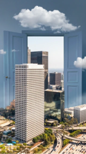 Giant door opened for building