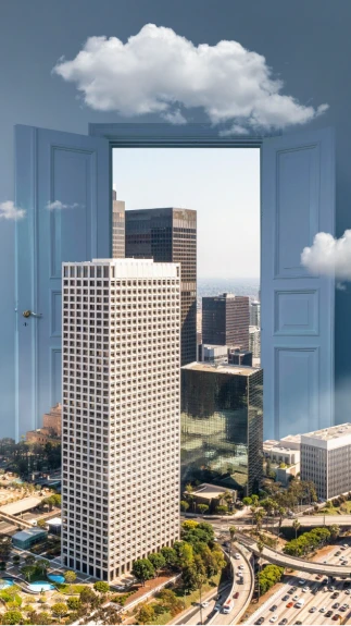 Giant door opened for building