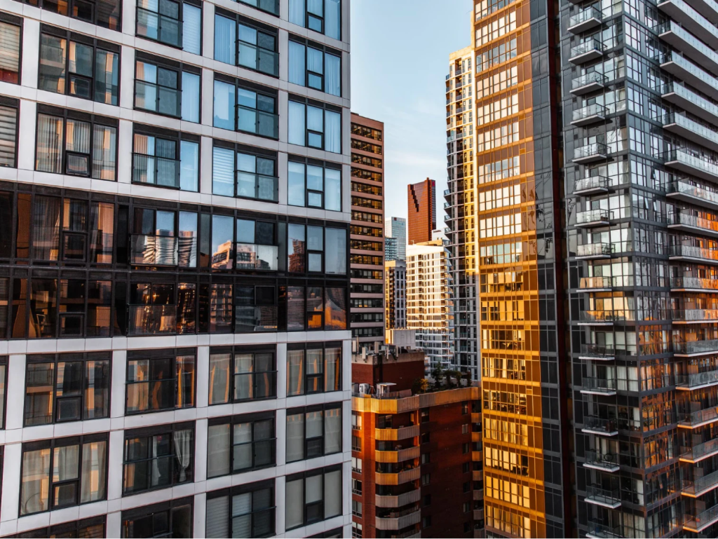 Tall buildings with windows